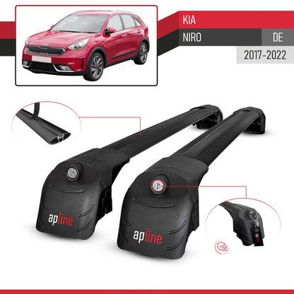 Compatible with Kia Niro (DE) 2017-2022 ACE-2 Model Car Roof Rack Cross Bar Black Aluminium 2 Bars