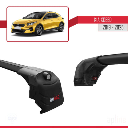 Compatible with Kia XCeed (CD) 2019-2025 ACE-2 Car Roof Rack Cross Bar Black Aluminium 2 Bars