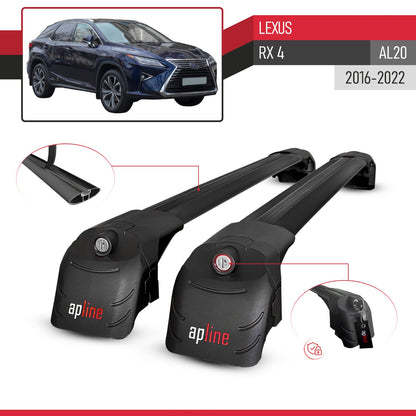 Compatible with Lexus RX 350 450 (AL20) 2016-2022 ACE-2 Model Car Roof Rack Cross Bar Black Aluminium 2 Bars