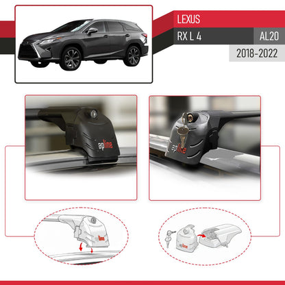 Compatible with Lexus RX 350hL 450L (AL20) 2018-2022 ACE-2 Model Car Roof Rack Cross Bar Black Aluminium 2 Bars