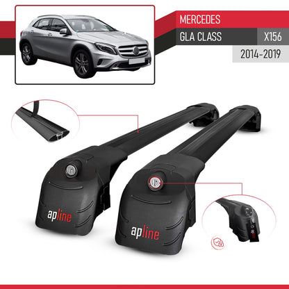 Compatible with Mercedes GLA Class (X156) 2014-2019 ACE-2 Model Car Roof Rack Cross Bar Black Aluminium 2 Bars