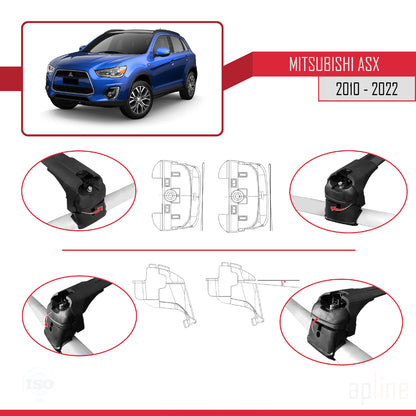 Compatible with Mitsubishi ASX (GA) 2010-2022 ACE-2 Car Roof Rack Cross Bar Black Aluminium 2 Bars
