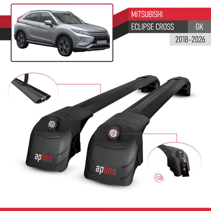 Compatible with Mitsubishi Eclipse Cross (GK) 2018-2026 ACE-2 Model Car Roof Rack Cross Bar Black Aluminium 2 Bars