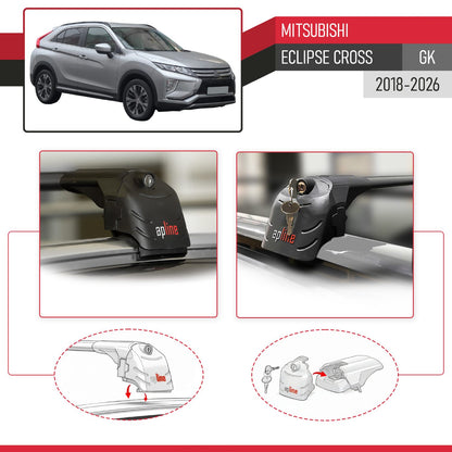 Compatible with Mitsubishi Eclipse Cross (GK) 2018-2026 ACE-2 Model Car Roof Rack Cross Bar Black Aluminium 2 Bars