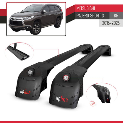Compatible with Mitsubishi Pajero Sport 3 (KR) 2016-2026 ACE-2 Model Car Roof Rack Cross Bar Black Aluminium 2 Bars