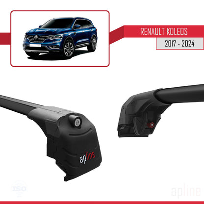 Compatible with Renault Koleos 2 (HC) 2017-2024 ACE-2 Car Roof Rack Cross Bar Black Aluminium 2 Bars
