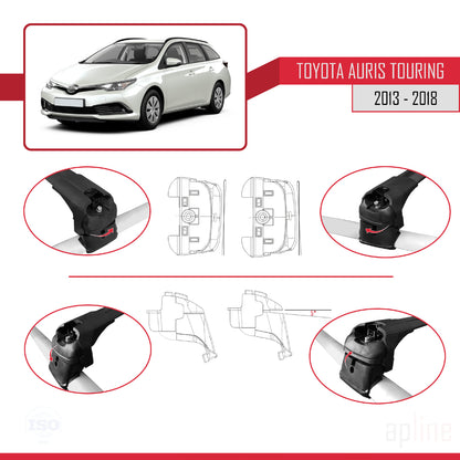 Compatible with Toyota Auris 2 (E180) Touring Sports 2013-2018 ACE-2 Car Roof Rack Cross Bar Black Aluminium 2 Bars