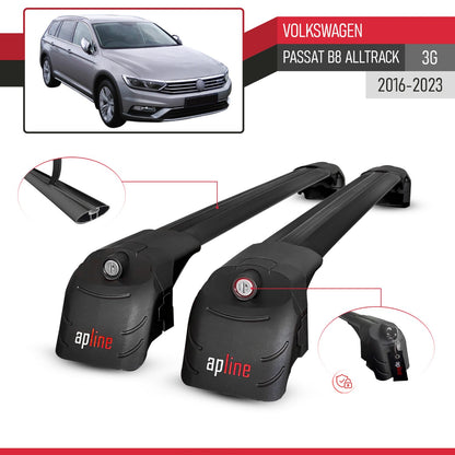 Compatible with Volkswagen Passat B8 (3G) Alltrack 2016-2023 ACE-2 Model Car Roof Rack Cross Bar Black Aluminium 2 Bars