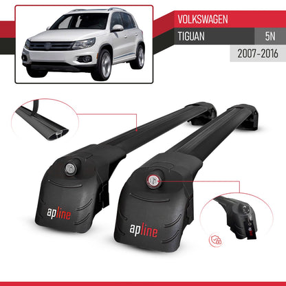 Compatible with Volkswagen Tiguan (5N) 2007-2016 ACE-2 Model Car Roof Rack Cross Bar Black Aluminium 2 Bars