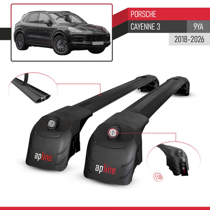 Compatible with Porsche Cayenne 3 (9YA) 2018-2026 ACE-2 Model Car Roof Rack Cross Bar Black Aluminium 2 Bars