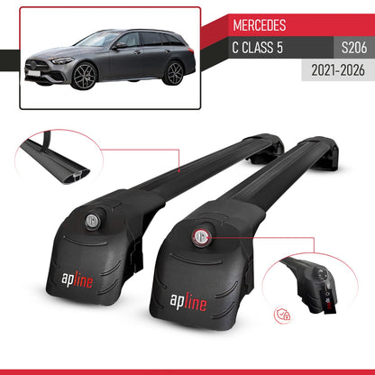 Compatible with Mercedes C Class 5 (S206) 2021-2026 ACE-2 Model Car Roof Rack Cross Bar Black Aluminium 2 Bars