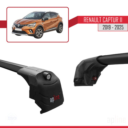Compatible with Renault Captur 2 2019-2025 ACE-2 Car Roof Rack Cross Bar Black Aluminium 2 Bars