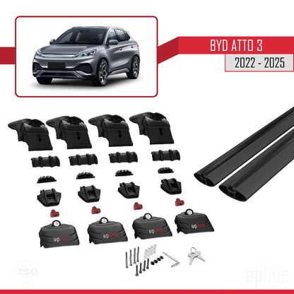 Compatible with BYD Atto 3 2022-2025 ACE-2 Car Roof Rack Cross Bar Black Aluminium 2 Bars