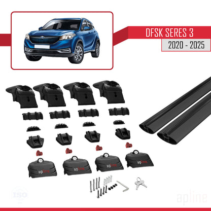 Compatible with DFSK Glory/Seres 3 2020-2025 ACE-2 Car Roof Rack Cross Bar Black Aluminium 2 Bars