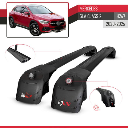 Compatible with Mercedes GLA Class 2 (H247) 2020-2026 ACE-2 Model Car Roof Rack Cross Bar Black Aluminium 2 Bars