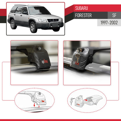 Compatible with Subaru Forester (SF) 1997-2002 ACE-2 Model Car Roof Rack Cross Bar Black Aluminium 2 Bars