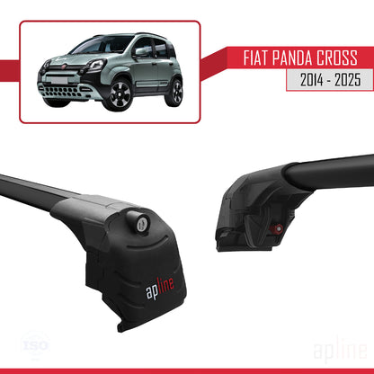 Compatible with Fiat Panda Cross 2014-2025 ACE-2 Car Roof Rack Cross Bar Black Aluminium 2 Bars