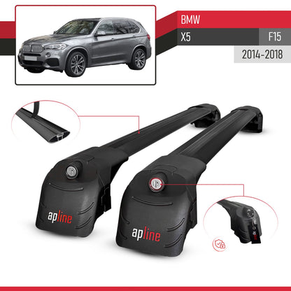 Compatible with BMW X5 (F15) 2014-2018 ACE-2 Car Roof Rack Cross Bar Black Aluminium 2 Bars