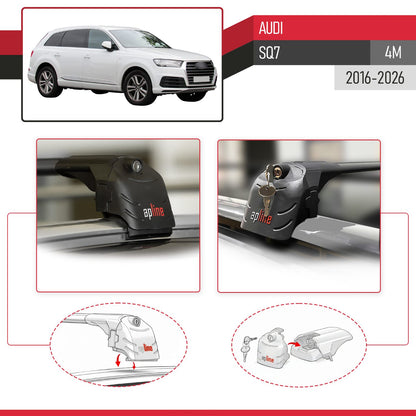 Compatible with Audi SQ7 (4M) 2016-2026 ACE-2 Model Car Roof Rack Cross Bar Black Aluminium 2 Bars