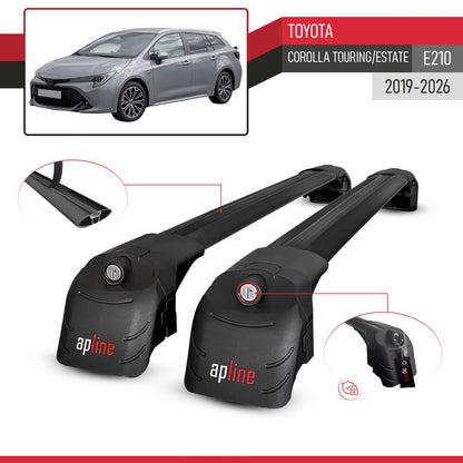 Compatible with Toyota Corolla Touring/Estate (E210) 2019-2026 ACE-2 Model Car Roof Rack Cross Bar Black Aluminium 2 Bars