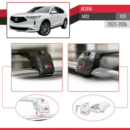 Compatible with Acura MDX 2022-2026 (YD9) ACE-2 Model Car Roof Rack Cross Bar Black Aluminium 2 Bars