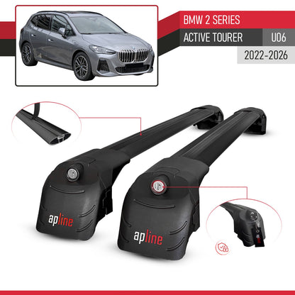 Compatible with BMW 2 Series (U06) Active Tourer 2022-2026 ACE-2 Model Car Roof Rack Cross Bar Black Aluminium 2 Bars
