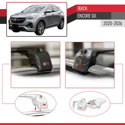Compatible with Buick Encore GX 2020-2026 ACE-2 Model Car Roof Rack Cross Bar Black Aluminium 2 Bars