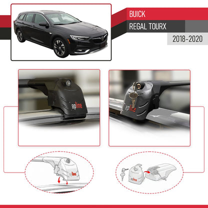 Compatible with Buick Regal TourX 2018-2020 ACE-2 Model Car Roof Rack Cross Bar Black Aluminium 2 Bars