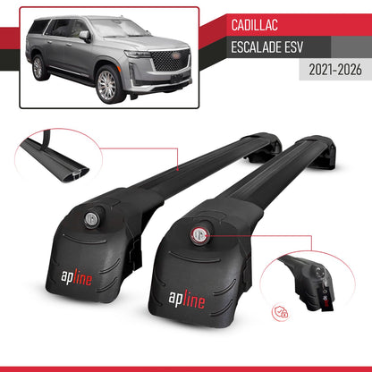 Compatible with Cadillac Escalade ESV 2021-2026 ACE-2 Model Car Roof Rack Cross Bar Black Aluminium 2 Bars