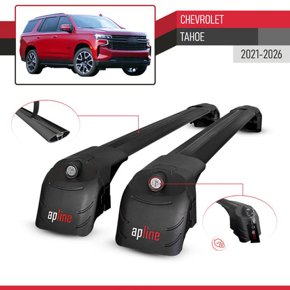 Compatible with Chevrolet Tahoe 2021-2026 ACE-2 Model Car Roof Rack Cross Bar Black Aluminium 2 Bars