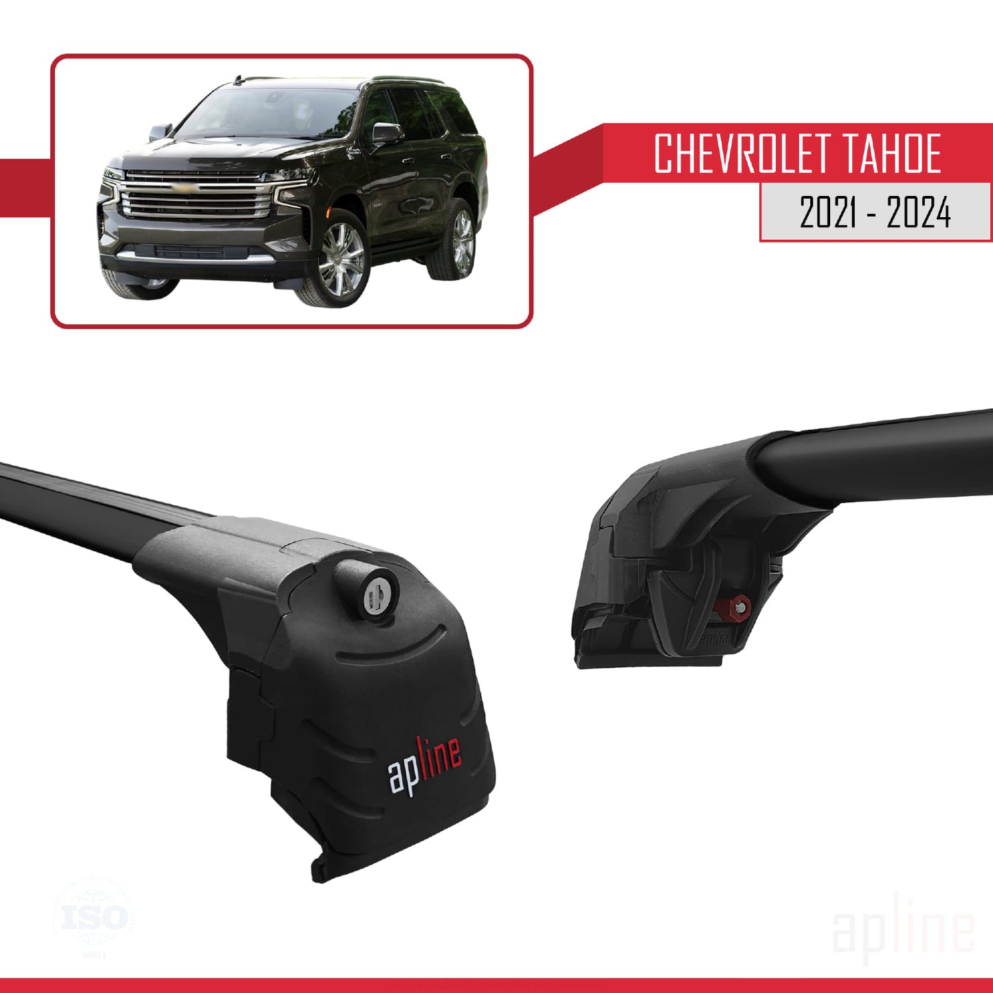 Compatible with Chevrolet Tahoe 2021-2024 ACE-2 Car Roof Rack Cross Bar Black Aluminium 2 Bars