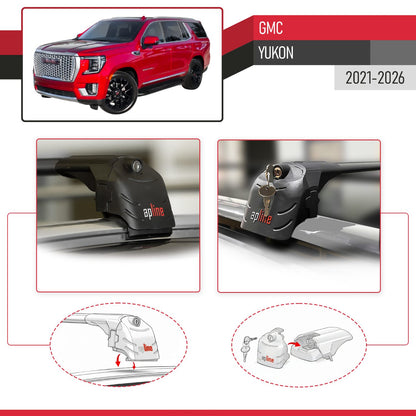 Compatible with GMC Yukon 2021-2026 ACE-2 Model Car Roof Rack Cross Bar Black Aluminium 2 Bars
