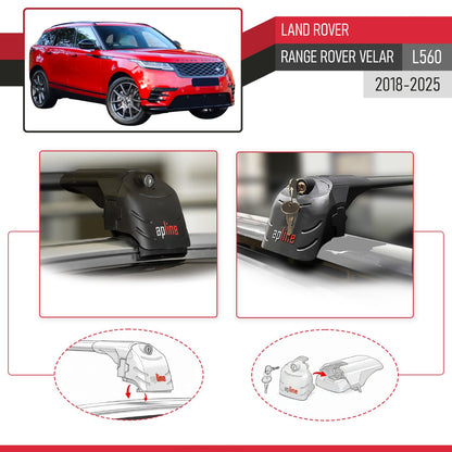Compatible with Land Rover Range Rover Velar (L560) 2018-2025 ACE-2 Model Car Roof Rack Cross Bar Black Aluminium 2 Bars