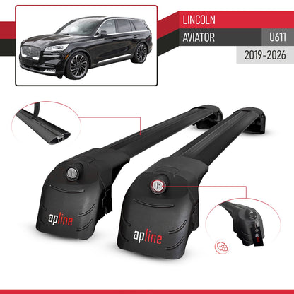 Compatible with Lincoln Aviator (U611) 2019-2026 ACE-2 Model Car Roof Rack Cross Bar Black Aluminium 2 Bars