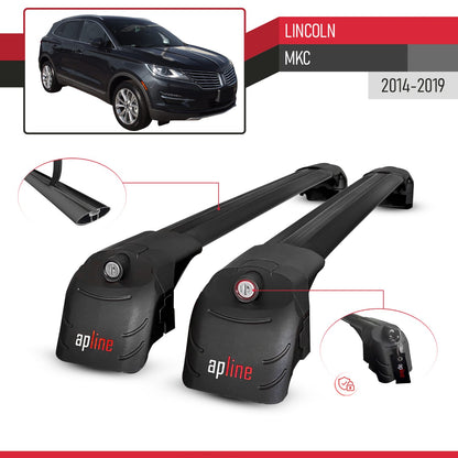 Compatible with Lincoln MKC 2014-2019 ACE-2 Model Car Roof Rack Cross Bar Black Aluminium 2 Bars