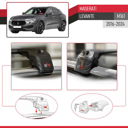Compatible with Maserati Levante (M161) 2016-2024 ACE-2 Model Car Roof Rack Cross Bar Black Aluminium 2 Bars