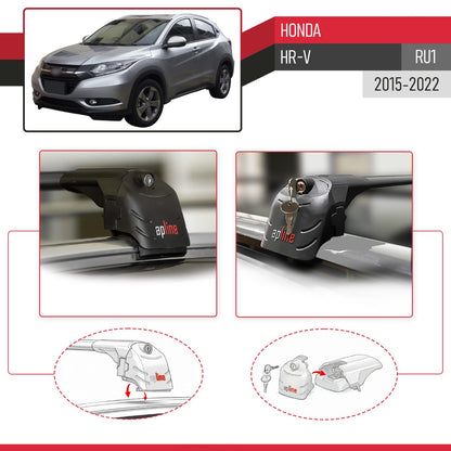 Compatible with Honda HR-V (RU1) 2015-2022 ACE-2 Model Car Roof Rack Cross Bar Black Aluminium 2 Bars