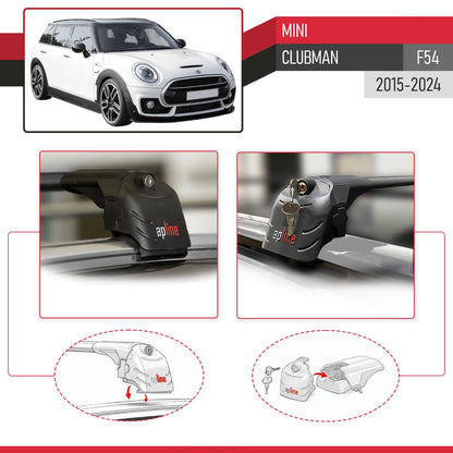 Compatible with Mini Clubman (F54) 2015-2024 ACE-2 Model Car Roof Rack Cross Bar Black Aluminium 2 Bars