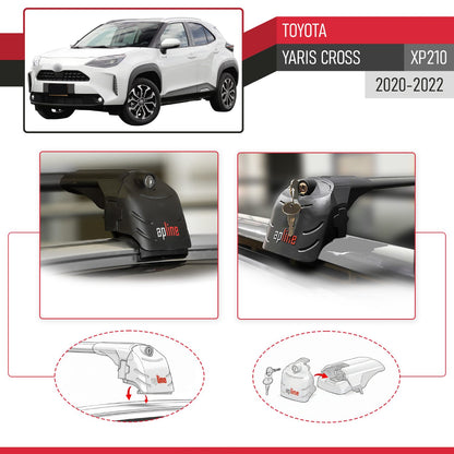 Compatible with Toyota Yaris Cross (XP210) 2020-2022 ACE-2 Model Car Roof Rack Cross Bar Black Aluminium 2 Bars