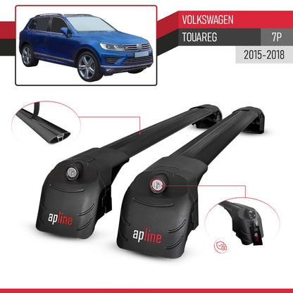 Compatible with VW Touareg (7P) 2015-2018 ACE-2 Model Car Roof Rack Cross Bar Black Aluminium 2 Bars