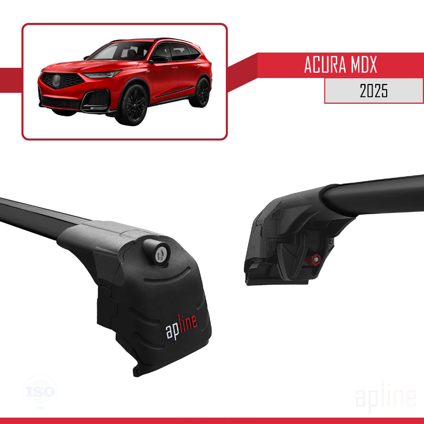 Compatible with Audi Q7 2024-2025 ACE-2 Car Roof Rack Cross Bar Black Aluminium 2 Bars