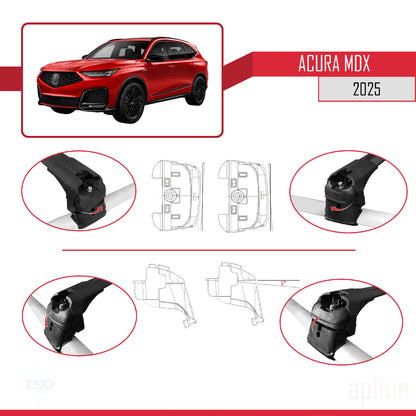 Compatible with Audi Q7 2024-2025 ACE-2 Car Roof Rack Cross Bar Black Aluminium 2 Bars