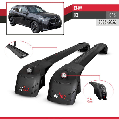 Compatible with BMW X3 (G45) 2025-2026 ACE-2 Model Car Roof Rack Cross Bar Black Aluminium 2 Bars