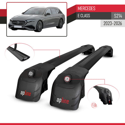 Compatible with Mercedes E Class (S214) 2023-2026 ACE-2 Model Car Roof Rack Cross Bar Black Aluminium 2 Bars