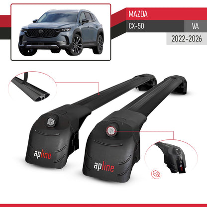 Compatible with Mazda CX-50 2023-2025 ACE-2 Car Roof Rack Cross Bar Black Aluminium 2 Bars