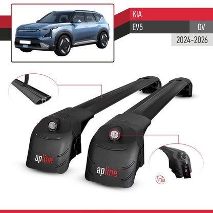 Compatible with Kia EV5 (OV) 2024-2026 ACE-2 Model Car Roof Rack Cross Bar Black Aluminium 2 Bars