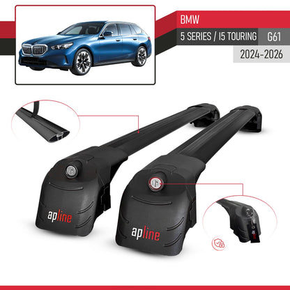 Compatible with BMW 5 Series / i5 Touring (G61) 2024-2026 ACE-2 Model Car Roof Rack Cross Bar Black Aluminium 2 Bars