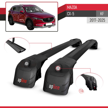 Compatible with Mazda CX-5 (KF) 2017-2025 ACE-2 Model Car Roof Rack Cross Bar Black Aluminium 2 Bars