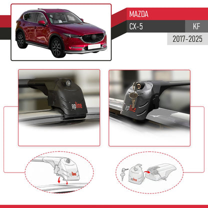 Compatible with Mazda CX-5 (KF) 2017-2025 ACE-2 Model Car Roof Rack Cross Bar Black Aluminium 2 Bars