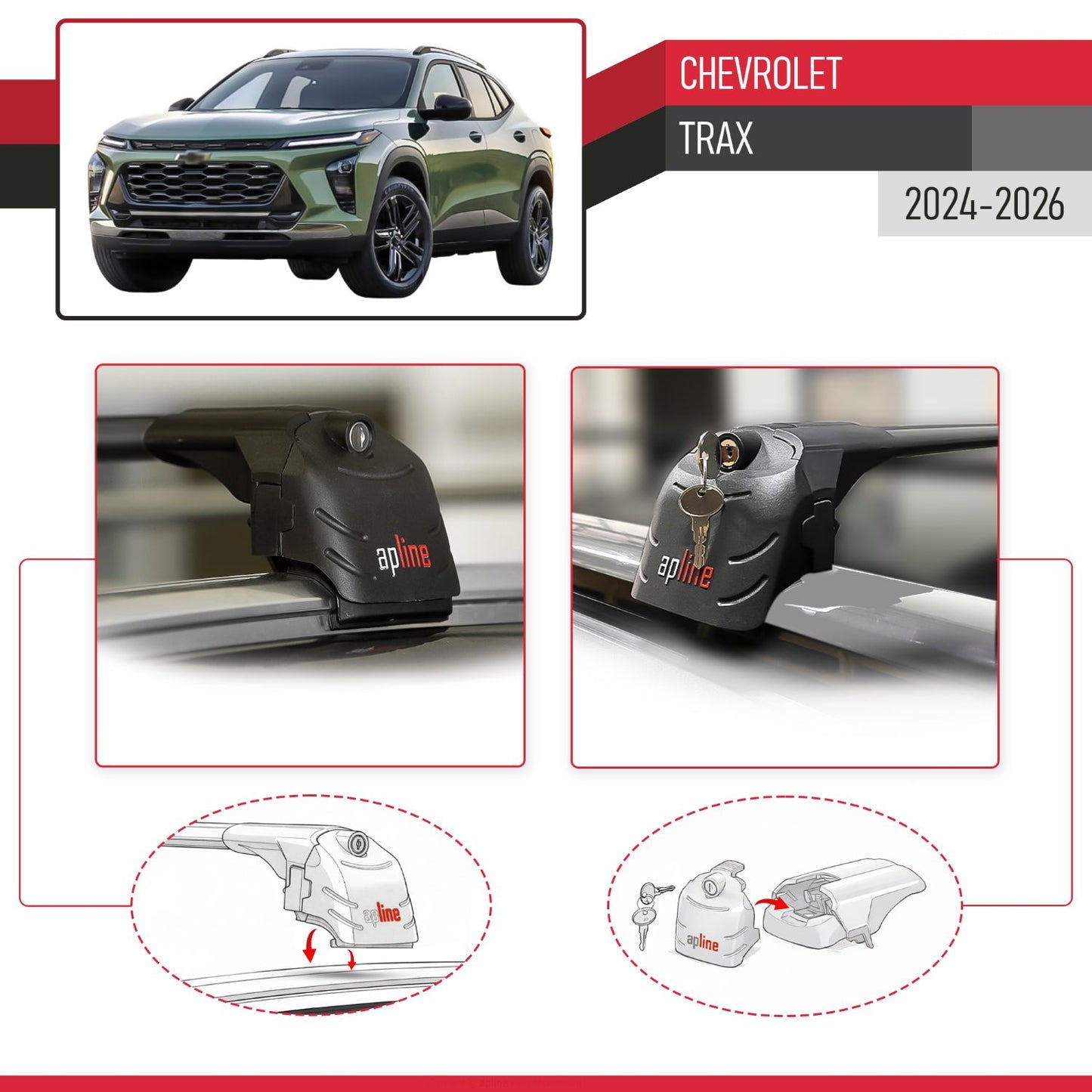 Compatible with Chevrolet Trax 2024-2026 ACE-2 Model Car Roof Rack Cross Bar Black Aluminium 2 Bars